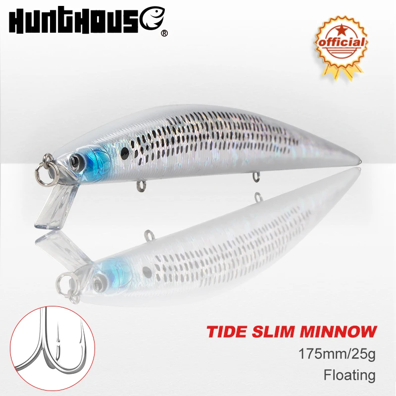 Hunthouse Tide Slim Minnow Flyer A (175 мм плавающий) B погружающийся) Жесткая приманка для рыбалки