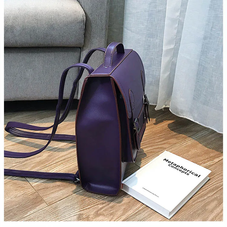 Black White Girls School College Backpacks Vintage Leather Luxury Brand Womens Backpack Preppy Style Back Bags Shoulder Satchels (14)