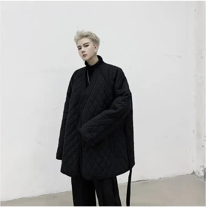M-XL! Зимняя одежда темного японского стиля, мужское свободное тонкое хлопковое пальто, Мужская молодежная теплая куртка, пальто