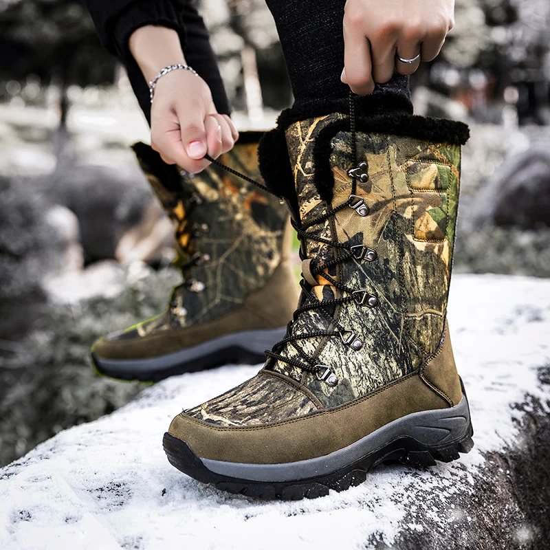 Botas de nieve impermeables y antideslizantes para hombre, zapatos con plataforma piel gruesa, talla grande, novedad de 2021 - AliExpress