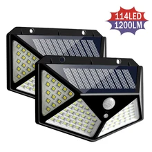 1/2/4 шт. солнечный светильник на открытом воздухе 114LED настенный светильник движения PIR Сенсор сада уличное украшение Водонепроницаемый лампа Светильники для крыльца