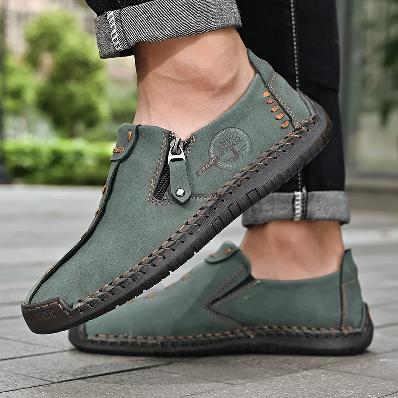 Comfortable Leather Men Shoes Casual Slip On Men Loafers Qlity Split Leather Shoes Men Flats Hot Sale Moccasins Shoes Plus Size