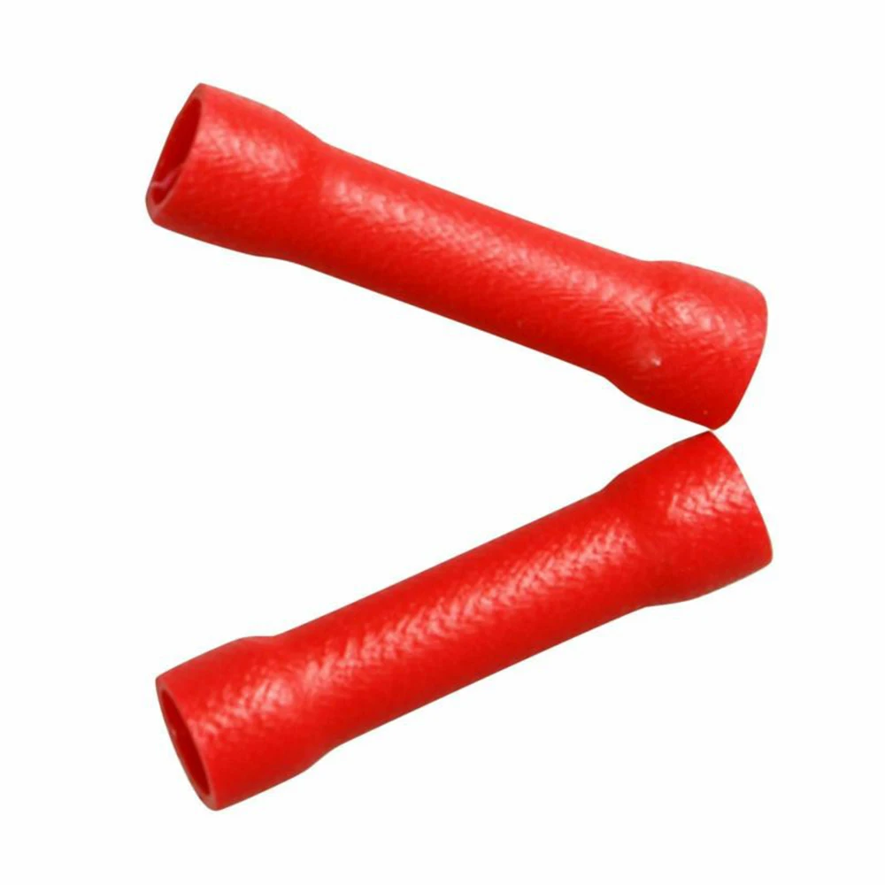 100pcs Red Vinyl Butt Wire Connectors Crimp Terminals Electrical 22-18 AWG Brand new and high quality