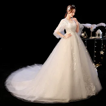 

BGW Wedding Dress 2020 Bride A-line Princess Wedding Dress With Cape High Waist Pregnant Woman Wedding Gowns Vestido De Noiva