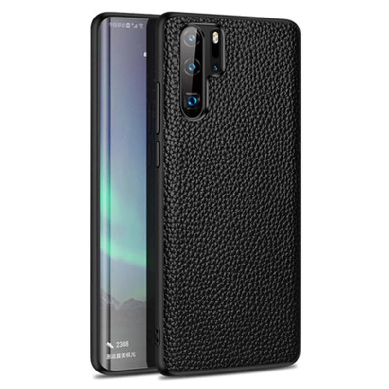 Чехол для телефона huawei P20 P30 lite mate 9 10 20 Pro lite Y9 P samrt чехол с текстурой личи для Honor 8X9X10 20 lite чехол - Цвет: Black