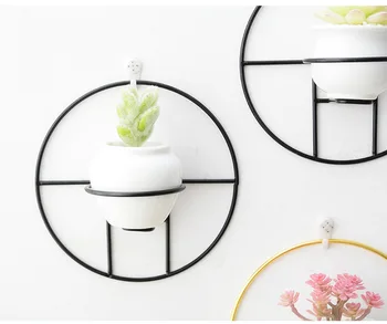 

Ceramic Flowerpot Wall Mounted Succulent Plant Pots with Wire Frame for Home Office UD88