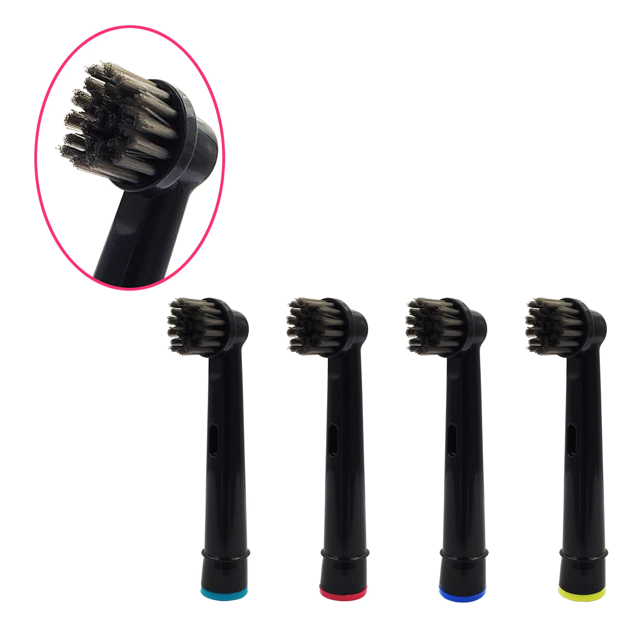 4x Bamboo Charcoal bristles 100% Recyclable brush heads precision clean Replacement Heads
