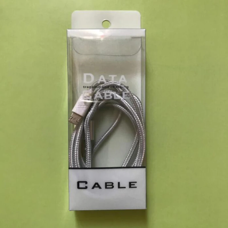 Пустая белая прозрачная пвх коробка-посылка для samsung 1 м 2 м 6 футов USB линия зарядного устройства универсальная упаковочная коробка для кабеля передачи данных type-C