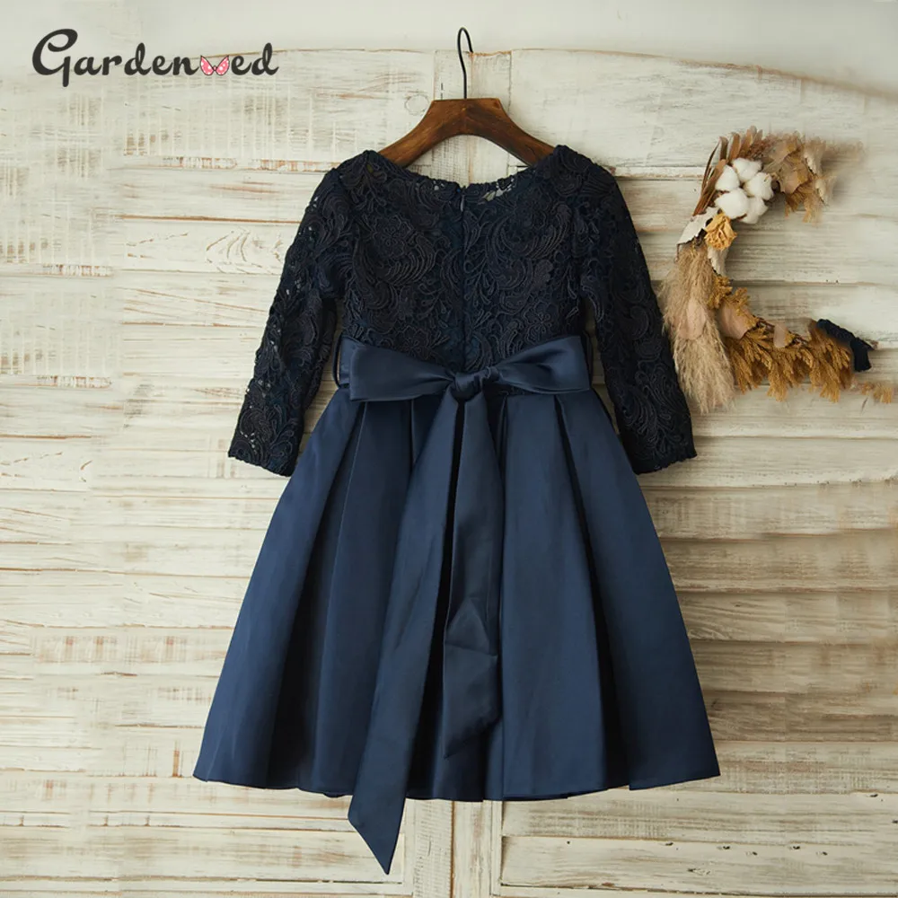 

Vintage Tulle Lace First Communion Dress Tulle Skirt Flower Girl Dresses Satin Bow Sashes Kids Prom Dresses Girls Ball Gown