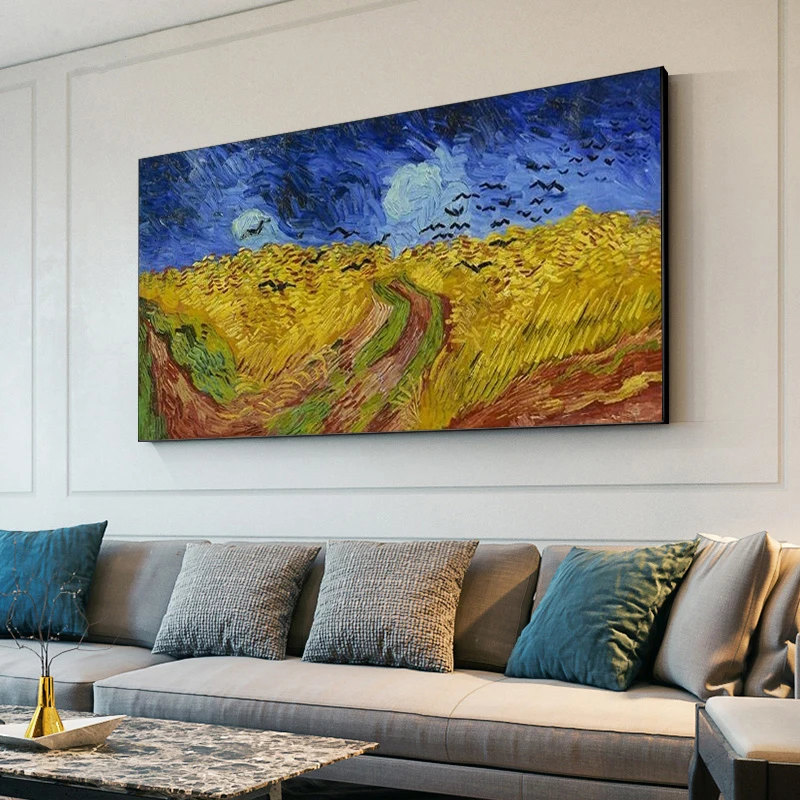 Van Gogh Impressionist Artwork Wheat Field Under Threatening Skies Famous Paintings Print on Canvas Art Wall Pictures Home Decor | Дом и сад