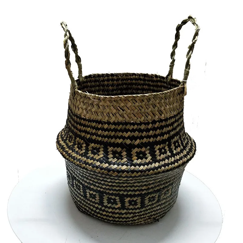 S/M/L New Arrvial Seagrass Wicker Basket Flower Pot Folding Basket Dirty Storage Basket Rattan For Home Decoration - Цвет: B style S