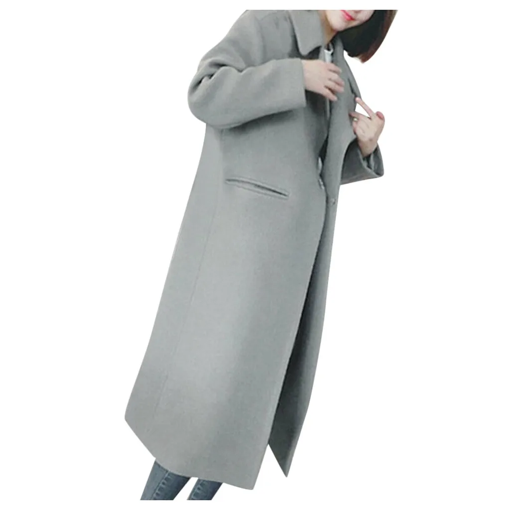 Женские зимние куртки и пальто xxl зимний теплый плащ длинное пальто Верхняя одежда с отворотом шерстяная куртка пальто#4