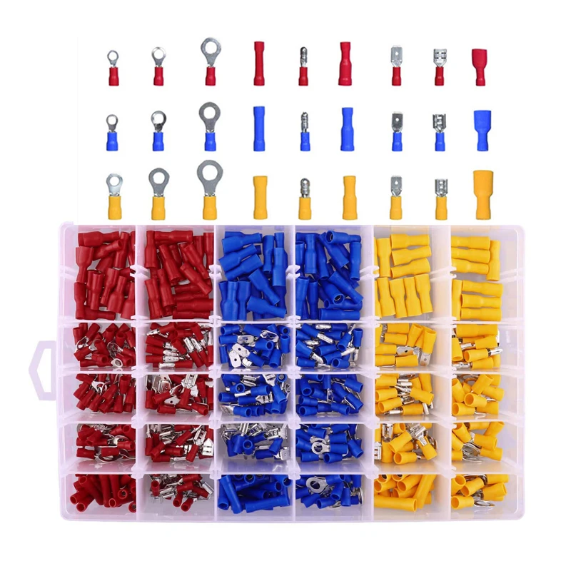 700 шт./корт. Ассорти полностью изолированных электрических проводов клеммы
