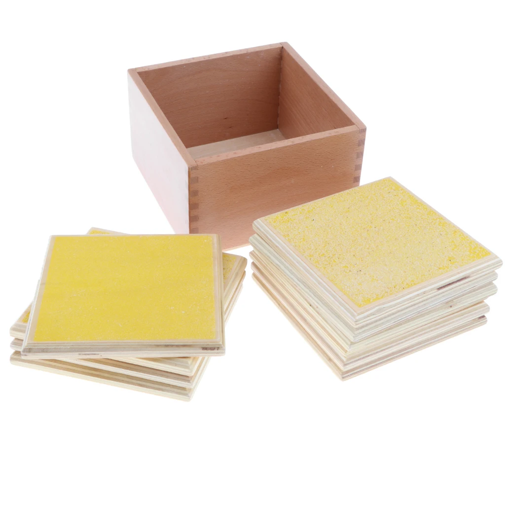 Wooden Montessori Sensorial Material - Rough and Smooth Touch Boards in Box Tactile Learning Early Developmental Toy for Kids
