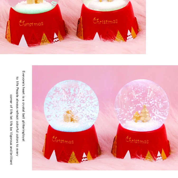 Рождественский хрустальный шар с маленькими снежинками Рождественский год День рождения свадебный подарок Санта снежный шар Примечание: без музыки