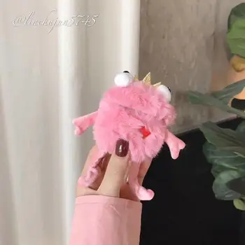 

Cute Hand Warmer Pink Plush Frog Prince Headphone Cases for Apple Airpods Vogue Silicone Earphone Protection Cover Skin