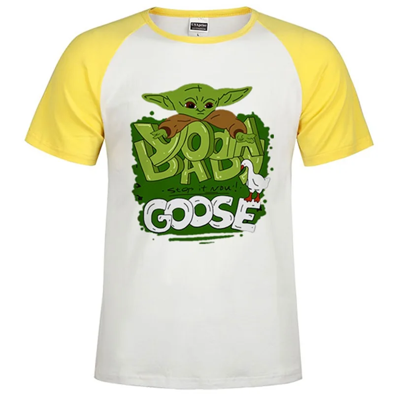 Raglan yellow 71 Г., Детская футболка с Йодой мандалорианская футболка с джедаем, белая футболка с круглым вырезом, мягкие Забавные топы с принтом «Звездные войны» - Цвет: Raglan yellow 71