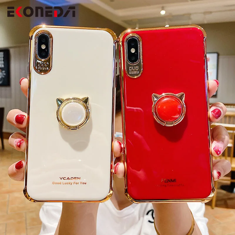 Чехол для iPhone 11 12 Pro XS Max XR X 7 8 Plus SE с кольцом-подставкой | Мобильные телефоны и