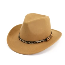 Fashion Men Women Wool Western Cowboy Hat With Belt Wide Brim Jazz Hat Sombrero Hombre Hat Church Hat