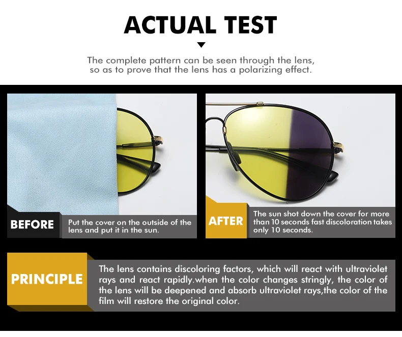 LIOUMO Nachtsicht-Fliegersonnenbrille für Herren, polarisierte photochrome Fahrbrille für Damen, Pilotenbrille, Sonnenbrille für Herren – Detail 16