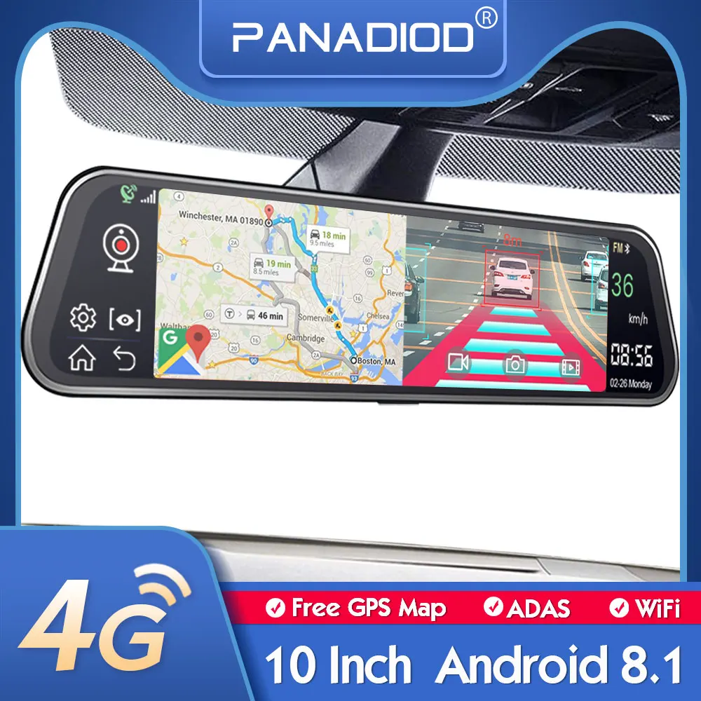 4G cámara de salpicadero 10 pulgadas espejo retrovisor para coche ADAS Android 8,1 FHD para Auto Recorder GPS navegación mapa gratuito actualización WiFi coche DVR|Cámara DVR para coche| - AliExpress