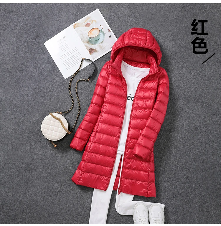 2021 Hot 90% Ultra-light Plus Size Down Coat Jacket Women Hooded Parkas Female Winter White Duck Down Female Warm long Down Coat long duvet coat