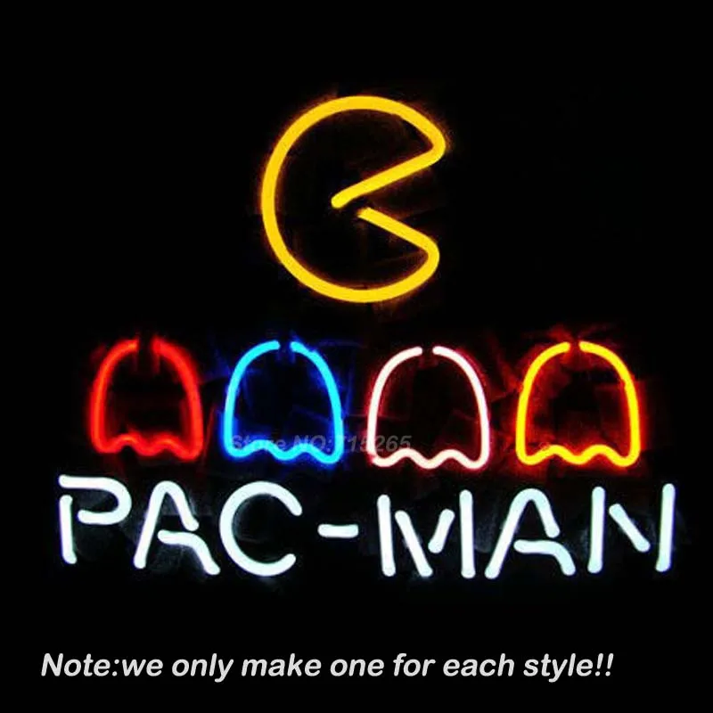 PAC MAN игровой неоновый светильник неоновая лампа со стеклянной трубкой для