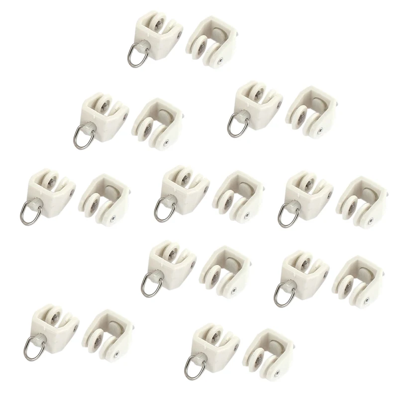 New-40pc Пластиковые Поворотные глазные кольца для штор рельс ролики Перевозчик белый