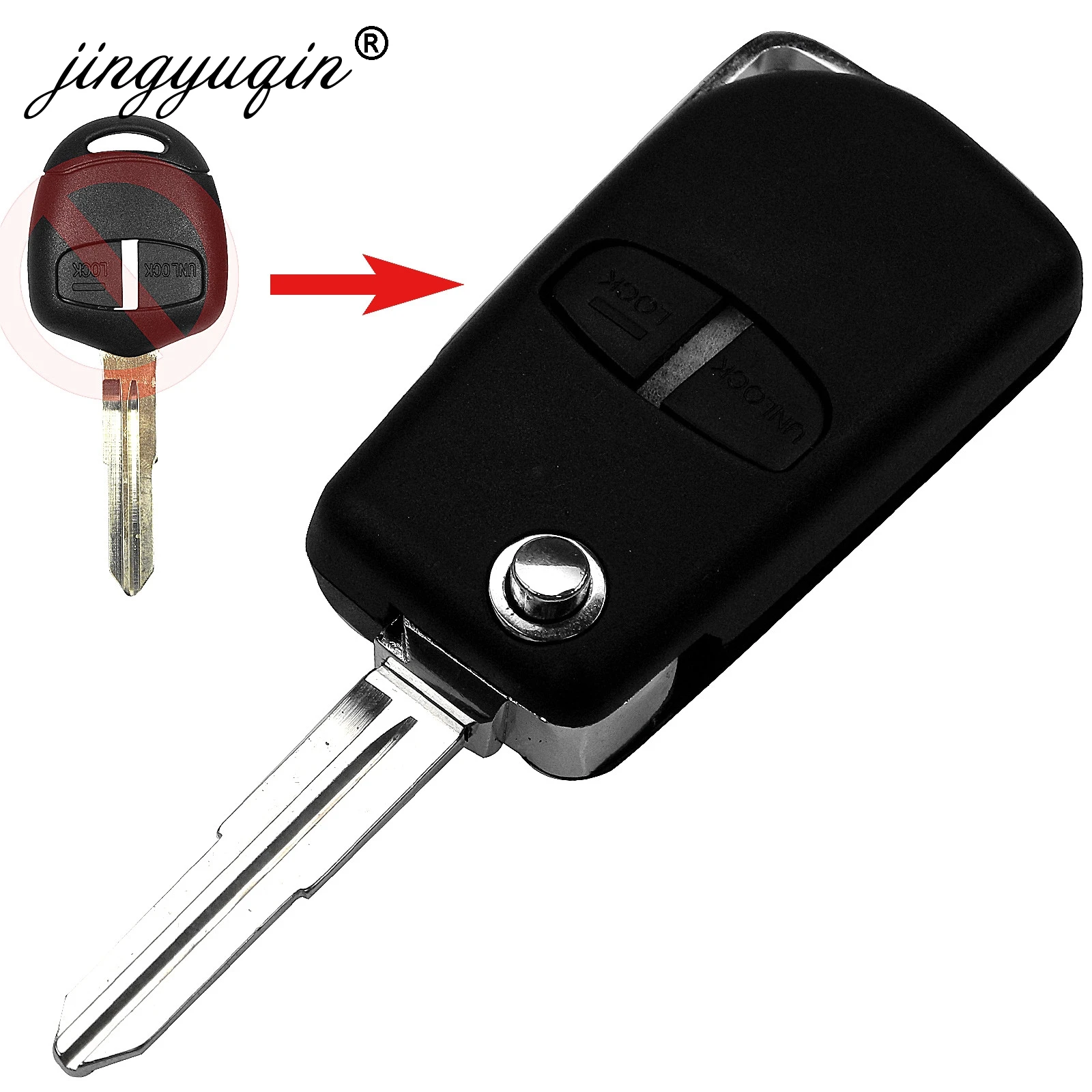 

jingyuqin Key Case for MITSUBISHI ASX GRANDIS PAJERO SPORT OUTLANDER Key 2/3 Button Modified Flip Folding Key Case