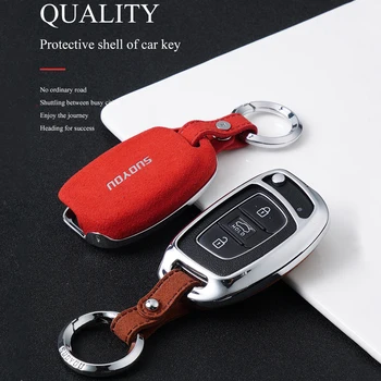 

For Hyundai Creta I10 I30 HB20 Elantra/Santa Fe 2016 2017 2018 Car key Shell case fob 3 Button key Pouch key Holder protector