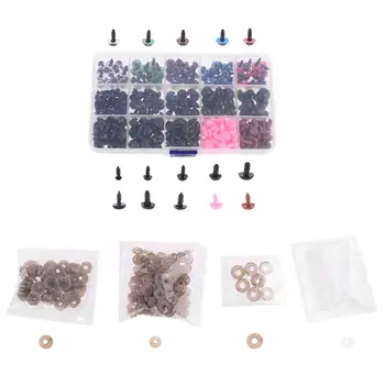 

280 Pcs Colorful Plastic Crafts Safety Eyes 15 Grid DIY Kit with Washer for Bear G99C