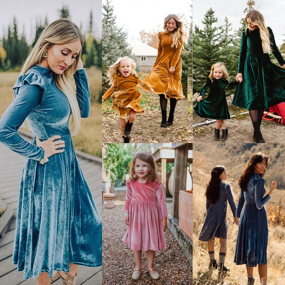CYSINCOS/осеннее платье для мамы и дочки; платья с длинными рукавами для мамы и дочки; одинаковые комплекты для семьи; платье для мамы и дочки