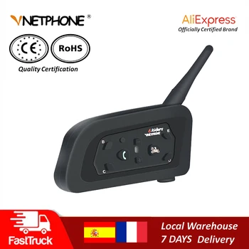 

QPLOVE VnetPhone 1pc V6 Motorcycle Bluetooth Intercom 1200m Distance Wireless Talking Helmet Accessories France and Spain