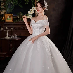 Ball Gown Wedding Dresses Off The Shoulder Wedding Gowns Elegant Appliques Beaded Bridal Dress Plus Size Suknia Slubna