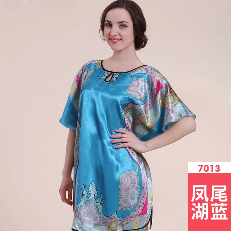 Модное шелковое платье Женское ночное белье Ropa Para Dormir Mujer женское сексуальное ночное белье дамское белье ночное белье - Цвет: 7013