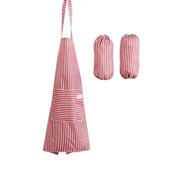 

Kitchen Apron Cooking Process Baking Barbecue Housework Waterproof Clean Anti-fouling Sleeve Half-length Pockets Apron Sets