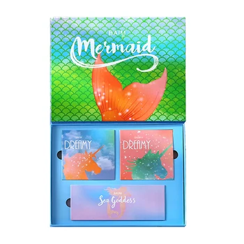 

Unicorn Mermaid Eyeshadow Makeup Palette 3 Pieces / Set Matte Shimmer Shadow Highlighter Blush Set Pigment Eye Shadow Powder