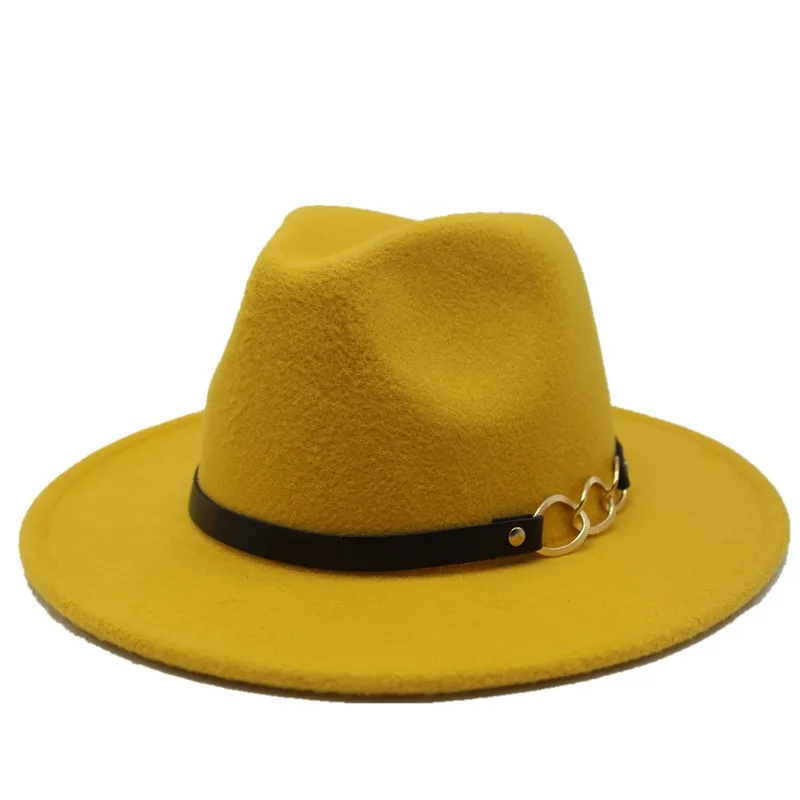 yellow Seioum зима осень Имитация шерсти для женщин и мужчин дамы Fedoras Топ джаз шляпа Европейский Американский Круглый шапки котелок шапки - Цвет: yellow