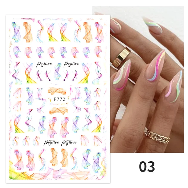1PC Lines Maple Leaves Nail Foil Stickers Autumn Gold Flower Leaves Transfer Decals Slider Nails Art Decoration DIY Manicures F772 03
