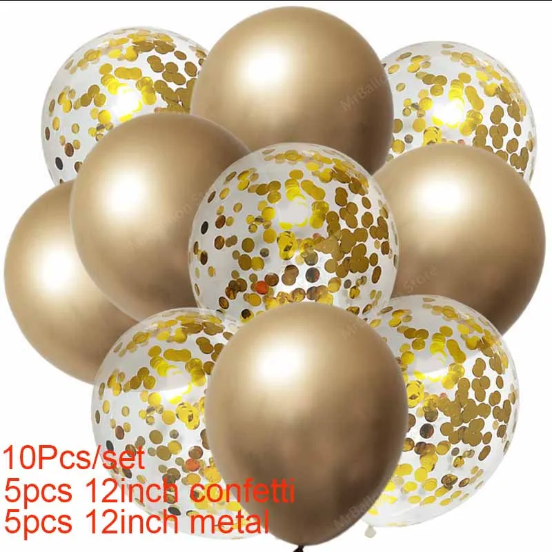 Confetti metal 1 10 шт./лот 12 дюймов золотые металлические латексные шары и цветные конфетти на день рождения украшения для детской вечеринки Свадебная игрушка-воздушный шар - Цвет: Confetti metal 1