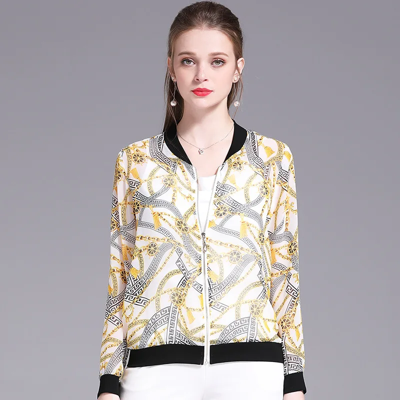 

WOMEN'S Dress-Style Summer 2019 New Style Elegant Young-Style Contrast Color Printed Thin Chiffon Sun Shirt Small Coat