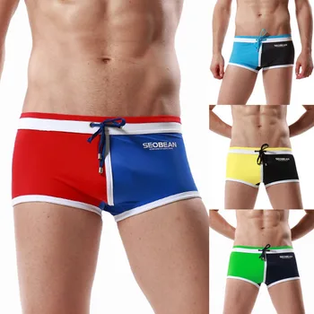 

2019 new men's nylon strap low waist hit color sexy boxer shorts underwear shorts boyshort men's swimwear 11.15