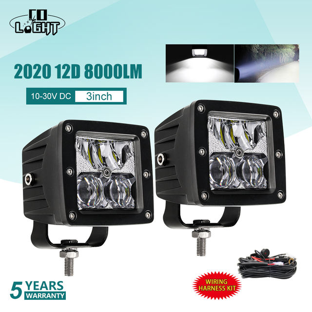 CO LIGHT 2020 New 12D Car LED Bar 3" Led Work Light 8000LM Offroad Spot