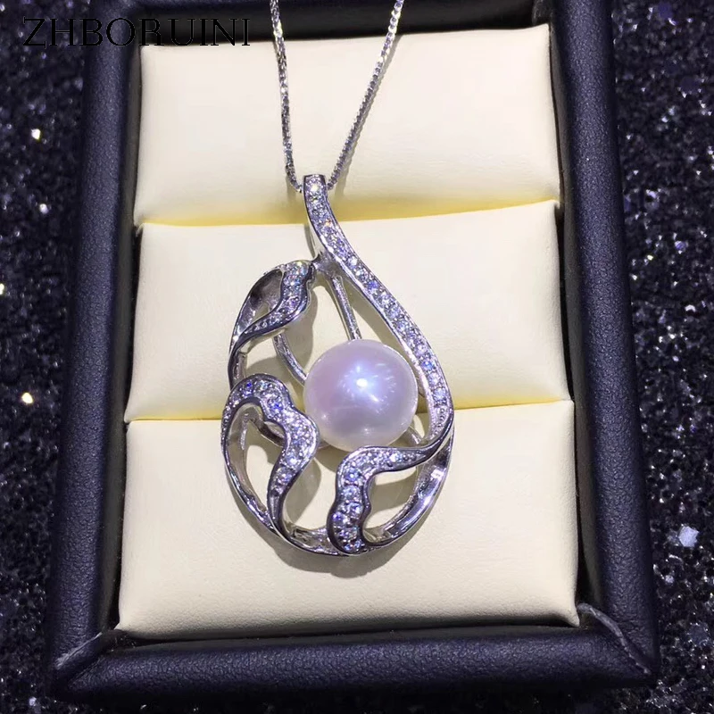 

ZHBORUINI Pearl Jewelry Design Necklace 925 Sterling Silver Jewelry For Women Freshwater Pearl Big Pendant Cheap Factory Price