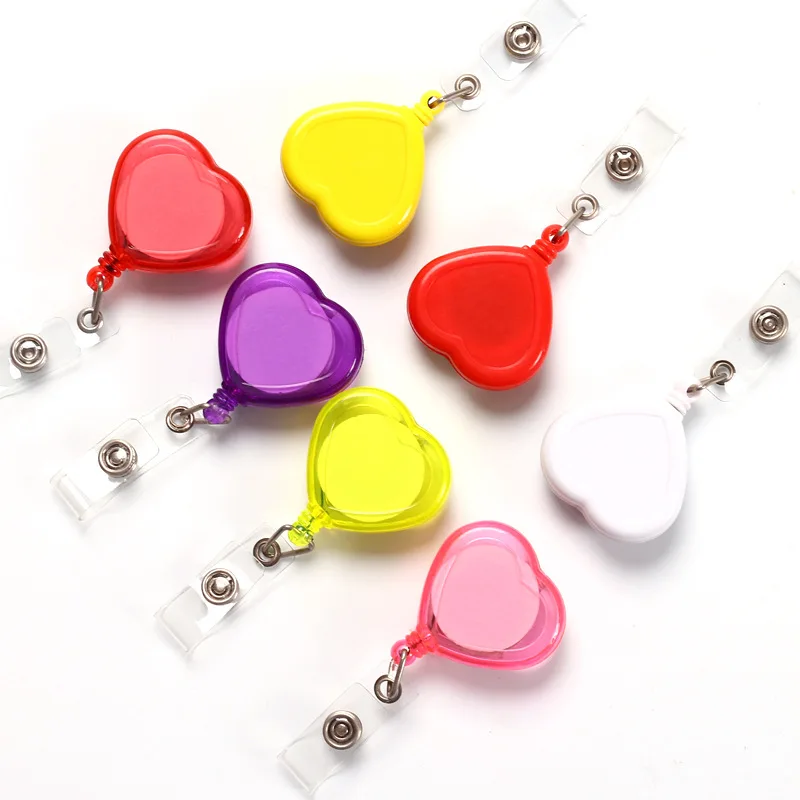 Idclip 10pcs Lot Love Heart Retractable Badge Holder Badge Clips for Nurse ID Badge Reel with Alligator Clip