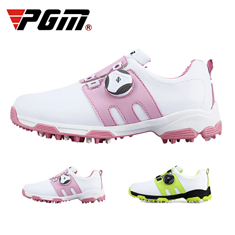 PGM кроссовки для гольфа для девочек и мальчиков; спортивная обувь для улицы; Водонепроницаемая детская обувь из микрофибры; вращающиеся шнурки; нескользящая Мягкая Обувь