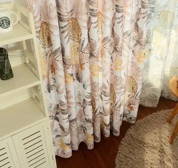 

American Curtains for Living Dining Room Bedroom Pastoral Plant Printing Linen Curtains Tulle Finished Product Customization