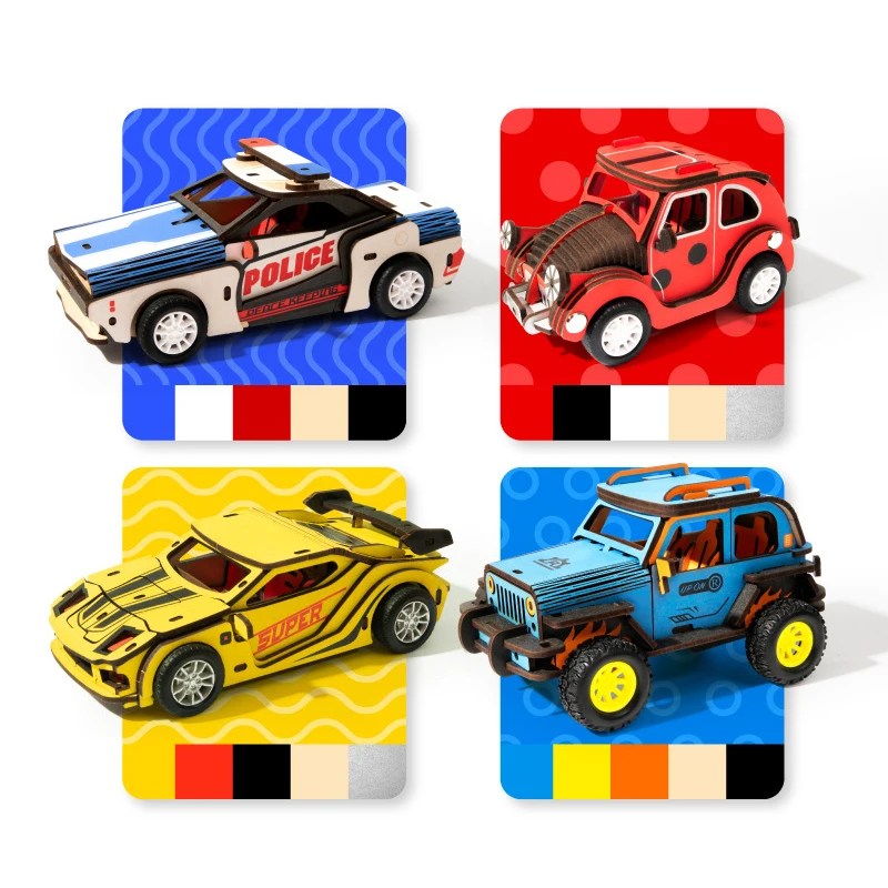 pull back car blocks handmade 3d puzzle  sports car model child gift sliding toy racer car Model Building Blocks 6 in 1 diecast steam train locomotive carriage pull back model education toy