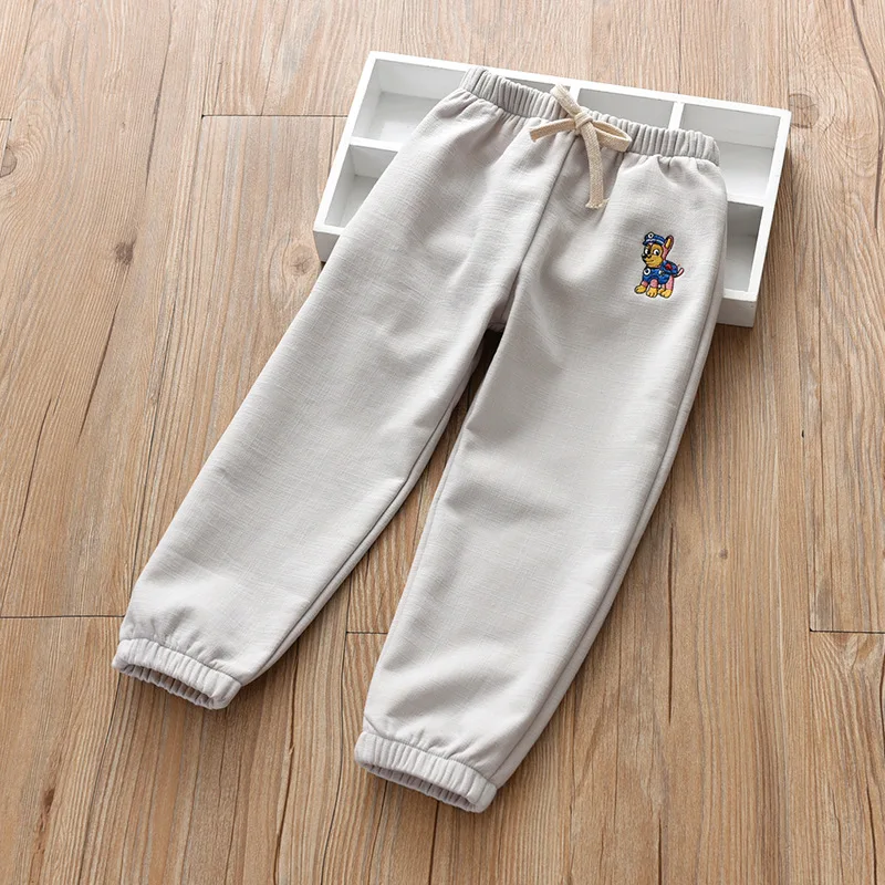 Autumn New Style Girls Ankle Banded Pants Autumn Boys' Clothes Long Pants Baby Autumn Clothing plus Velvet Casual Athletic
