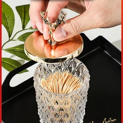 Pot à cure dents en verre de luxe, boîte à cure dents pour salon familial, coton tige, bocal de rangement nordique créatif pour Table d'hôtel 